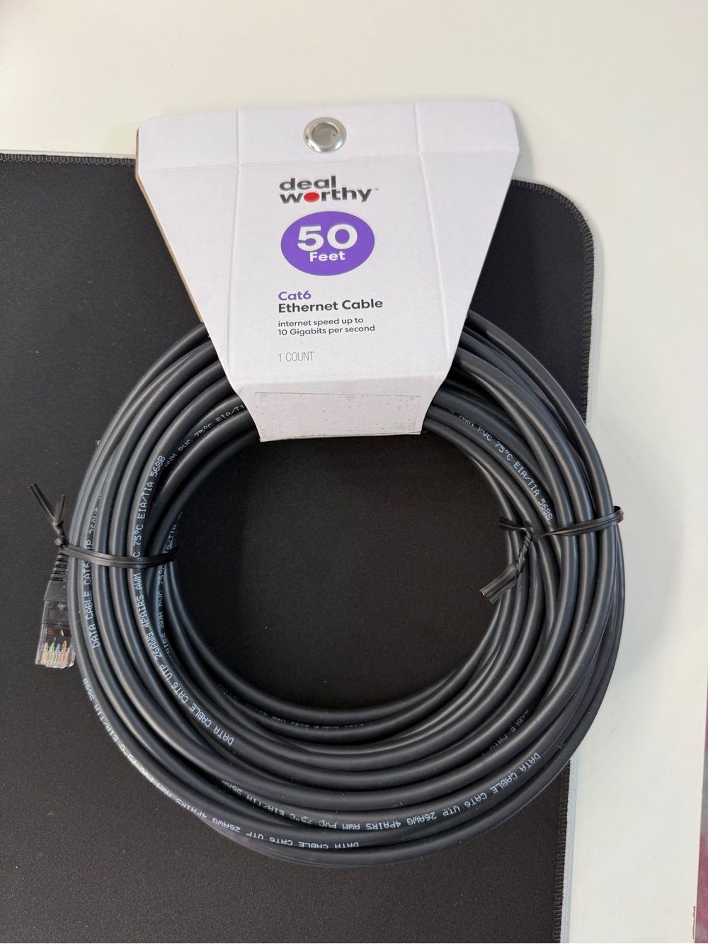 deal worthy Cat6 Ethernet Cable 50 Feet High Speed LAN Network Patch Cord Black